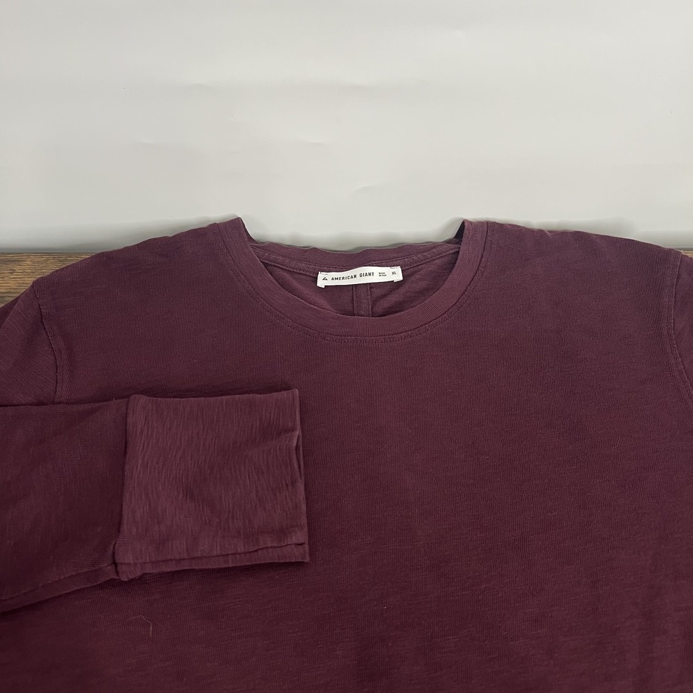 American Giant Long Sleeve Shirt Mens XL Maroon Crew Neck Made in USA Supima EUC